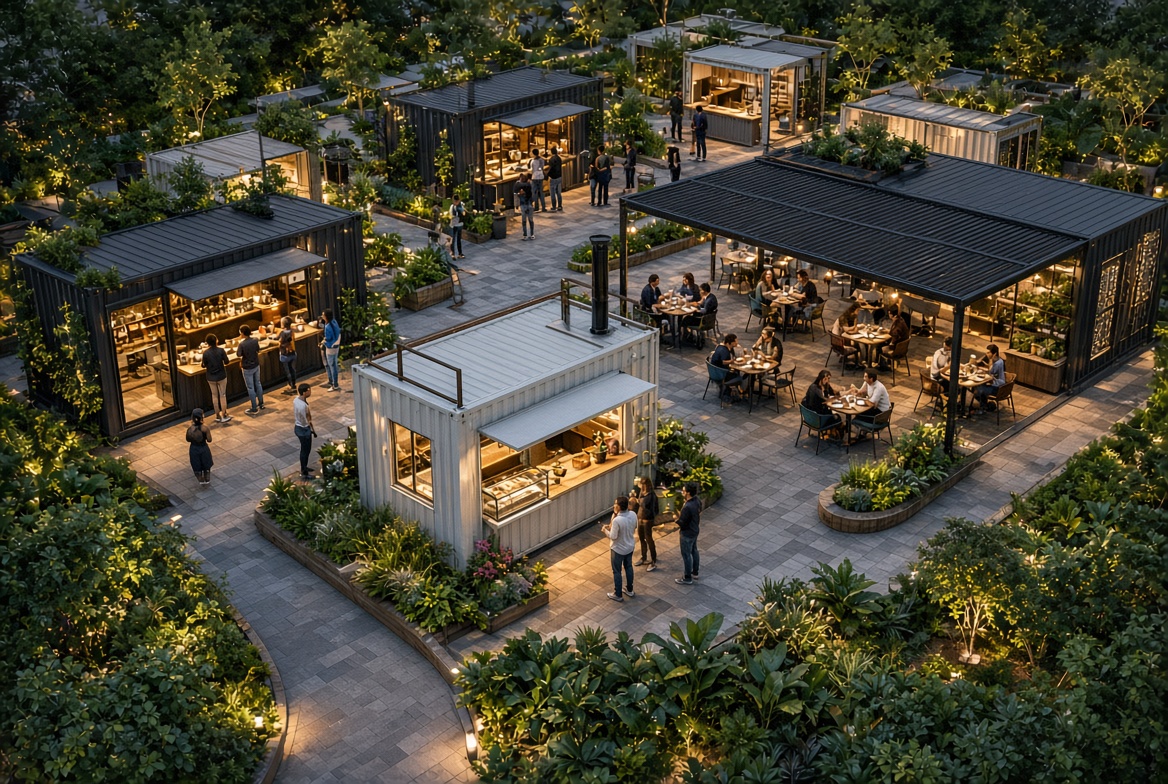 Modular Food Court Container Cluster Modular Food Court Container Cluster